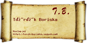 Török Boriska névjegykártya